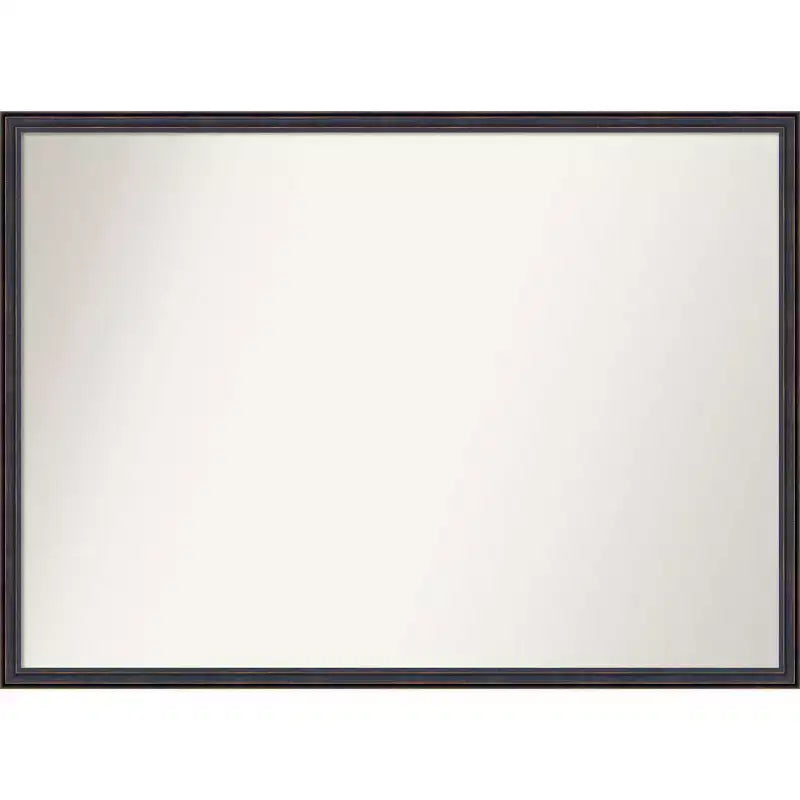40" x 29" Non-Beveled Scoop Wood Bathroom Wall Mirror Dark Bronze - Amanti Art: Rectangle, Modern Style, Wall Mounted