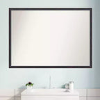 Specchio da parete per bagno in legno con profilo arrotondato, non smussato, 40" x 29", bronzo scuro - Amanti Art: rettangolare, stile moderno, montaggio a parete