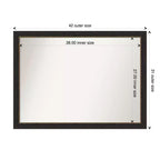 Specchio da parete stretto Amanti Art 42"x31" senza smussatura per bagno bronzo: Rettangolare, Cornice in polistirene, Montaggio a parete