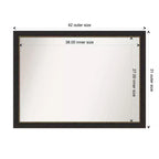 Specchio da parete stretto Amanti Art 42"x31" senza smussatura per bagno bronzo: Rettangolare, Cornice in polistirene, Montaggio a parete