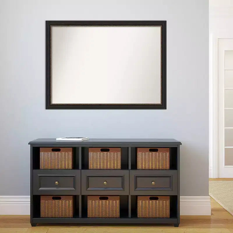 Specchio da parete stretto Amanti Art 42"x31" senza smussatura per bagno bronzo: Rettangolare, Cornice in polistirene, Montaggio a parete