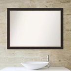 Specchio da parete stretto Amanti Art 42"x31" senza smussatura per bagno bronzo: Rettangolare, Cornice in polistirene, Montaggio a parete