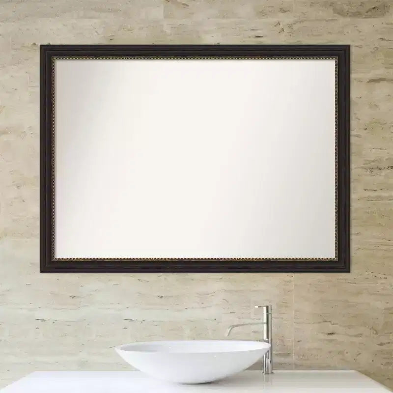 Specchio da parete stretto Amanti Art 42"x31" senza smussatura per bagno bronzo: Rettangolare, Cornice in polistirene, Montaggio a parete