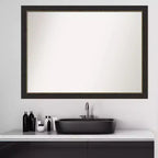 Specchio da parete stretto Amanti Art 42"x31" senza smussatura per bagno bronzo: Rettangolare, Cornice in polistirene, Montaggio a parete