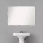 Specchio da parete per bagno in legno bianco scanalato non smussato da 99 x 71 cm - Amanti Art: Ferramenta di montaggio inclusa