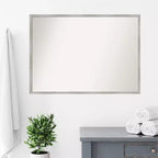 Specchio da parete per bagno in legno bianco scanalato non smussato da 99 x 71 cm - Amanti Art: Ferramenta di montaggio inclusa