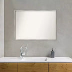 Specchio da parete per bagno in legno bianco scanalato non smussato da 99 x 71 cm - Amanti Art: Ferramenta di montaggio inclusa