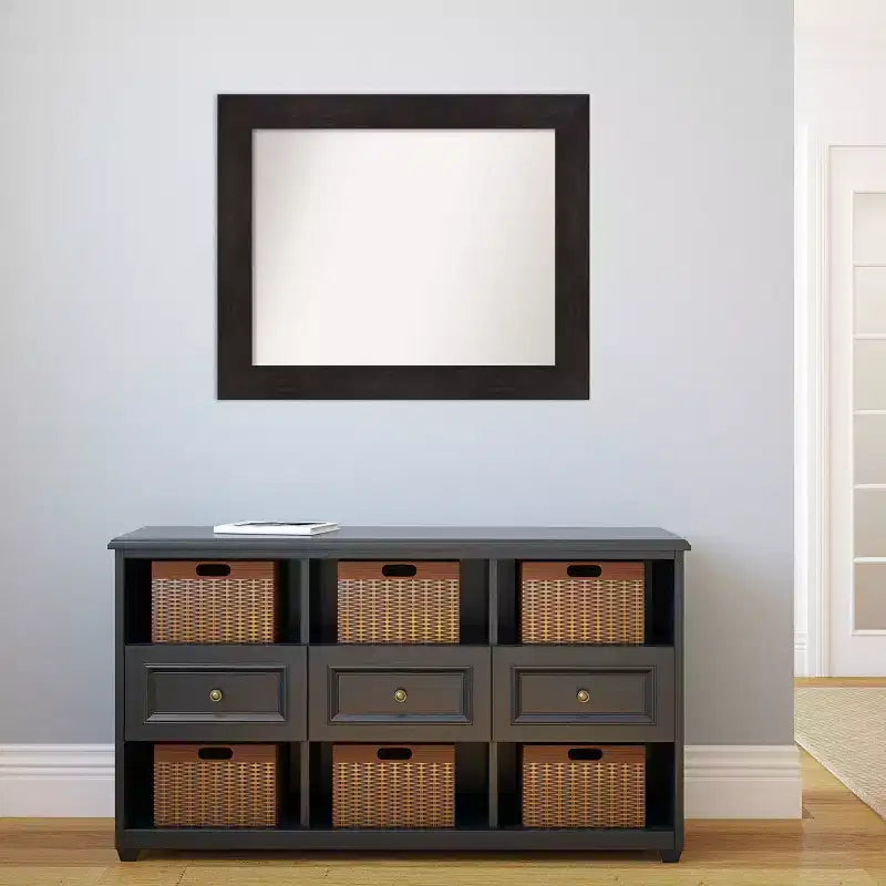 Specchio da parete per bagno non smussato da 34" x 28" Marrone Espresso - Amanti Art: specchio rettangolare moderno per mobile, a parete