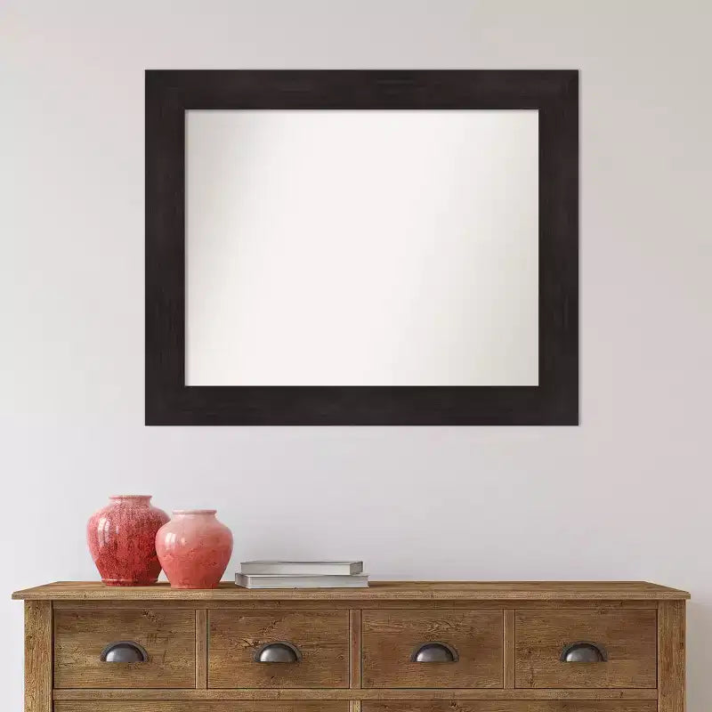 Specchio da parete per bagno non smussato da 34" x 28" Marrone Espresso - Amanti Art: specchio rettangolare moderno per mobile, a parete
