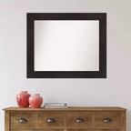Specchio da parete per bagno non smussato da 34" x 28" Marrone Espresso - Amanti Art: specchio rettangolare moderno per mobile, a parete