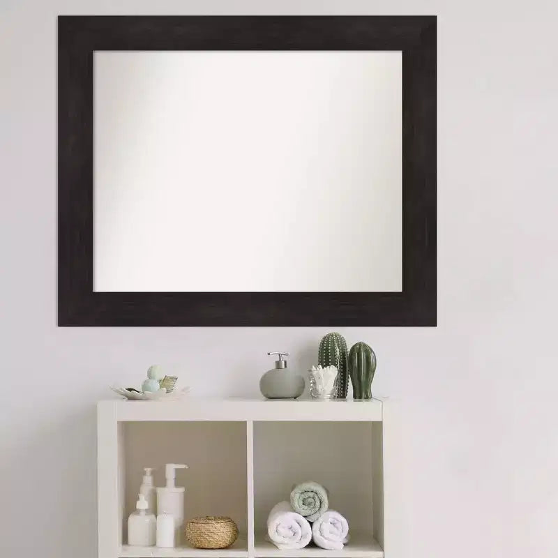 Specchio da parete per bagno non smussato da 34" x 28" Marrone Espresso - Amanti Art: specchio rettangolare moderno per mobile, a parete