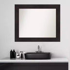 Specchio da parete per bagno non smussato da 34" x 28" Marrone Espresso - Amanti Art: specchio rettangolare moderno per mobile, a parete