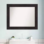 Specchio da parete per bagno non smussato da 34" x 28" Marrone Espresso - Amanti Art: specchio rettangolare moderno per mobile, a parete