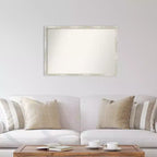 Specchio da Parete Stretto Metallico Screpolato non Smussato da 38" x 26" - Amanti Art: Rettangolare Moderno, Cornice in Polistirene, Include Ferramenta per il Montaggio