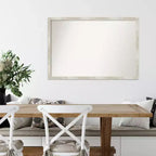 Specchio da Parete Stretto Metallico Screpolato non Smussato da 38" x 26" - Amanti Art: Rettangolare Moderno, Cornice in Polistirene, Include Ferramenta per il Montaggio