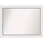 44" x 33" Non-Beveled Eva Bathroom Wall Mirror White - Amanti Art: Modern Rectangle, Polystyrene Frame