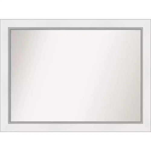 44" x 33" Non-Beveled Eva Bathroom Wall Mirror White - Amanti Art: Modern Rectangle, Polystyrene Frame