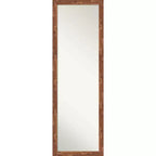 17" x 51" Non-Beveled Fresco Light Pecan Wood on The Door Mirror - Amanti Art