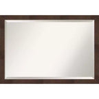 39"x27" Wildwood Narrow Framed Wall Mirror Brown - Amanti Art: Beveled, Rectangular, Polystyrene Frame
