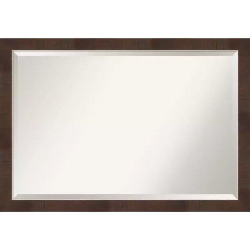 39"x27" Wildwood Narrow Framed Wall Mirror Brown - Amanti Art: Beveled, Rectangular, Polystyrene Frame