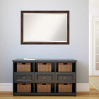 Specchio da parete stretto con cornice Wildwood 39"x27" Marrone - Amanti Art: Cornice in polistirene, rettangolare, smussata