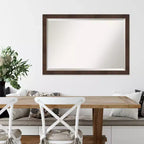 Specchio da parete stretto con cornice Wildwood 39"x27" Marrone - Amanti Art: Cornice in polistirene, rettangolare, smussata