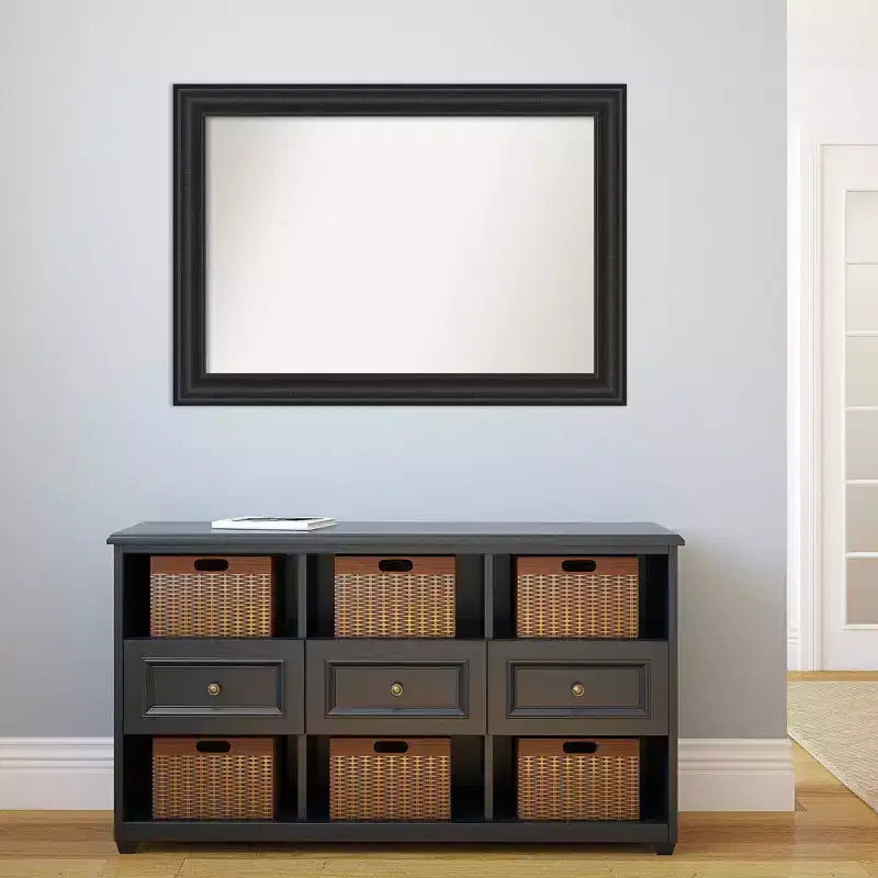 Specchio da parete per bagno nero "Naufragio" senza smusso, 106,7 cm x 76,2 cm - Amanti Art: specchio rettangolare, cornice in polistirene, montaggio a parete