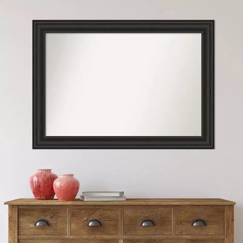 Specchio da parete per bagno nero "Naufragio" senza smusso, 106,7 cm x 76,2 cm - Amanti Art: specchio rettangolare, cornice in polistirene, montaggio a parete