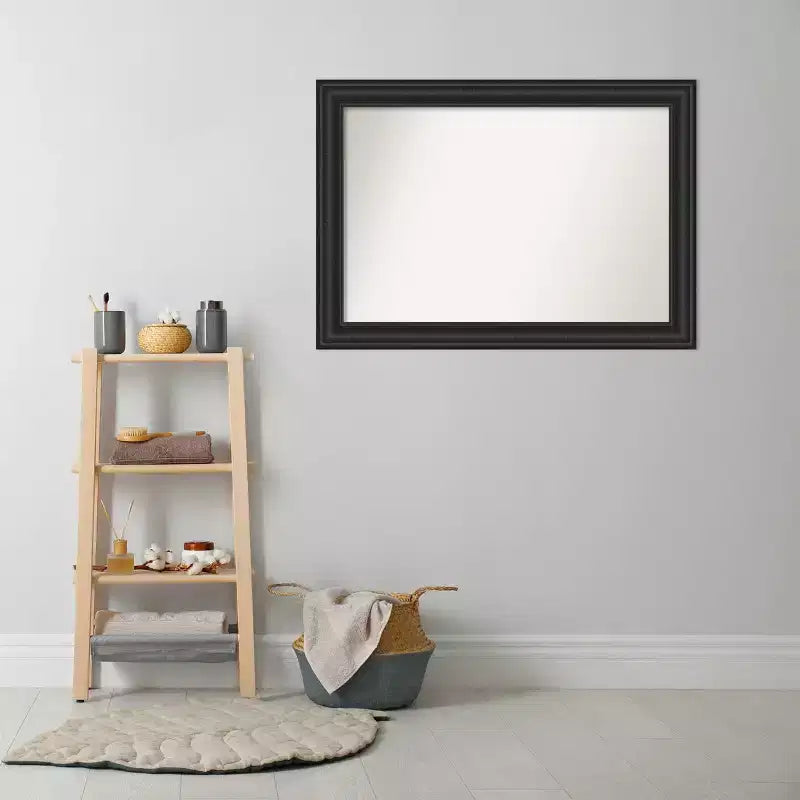Specchio da parete per bagno nero "Naufragio" senza smusso, 106,7 cm x 76,2 cm - Amanti Art: specchio rettangolare, cornice in polistirene, montaggio a parete