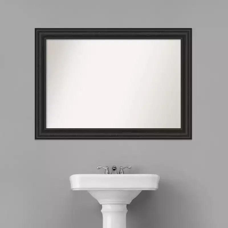 Specchio da parete per bagno nero "Naufragio" senza smusso, 106,7 cm x 76,2 cm - Amanti Art: specchio rettangolare, cornice in polistirene, montaggio a parete