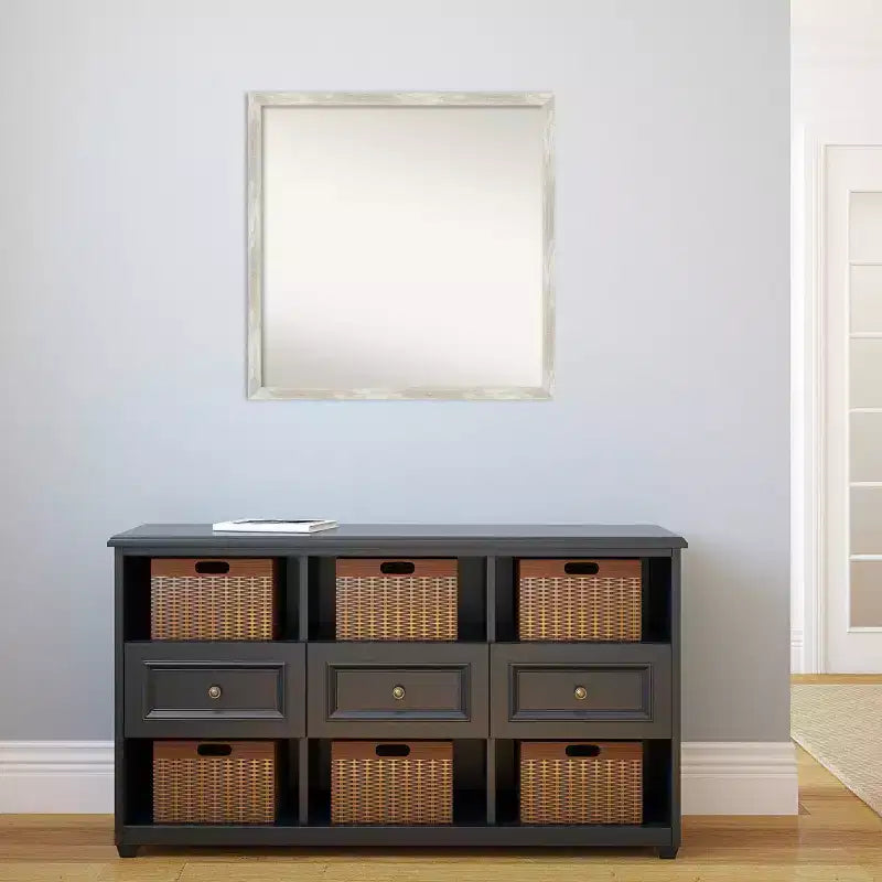 Specchio da parete stretto 71x71 cm non smussato, metallizzato e craquelé - Amanti Art: quadrato moderno, cornice in polistirene