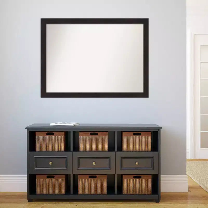 Specchio da parete marrone espresso 42" x 31", rettangolare moderno - Amanti Art: hardware di montaggio incluso