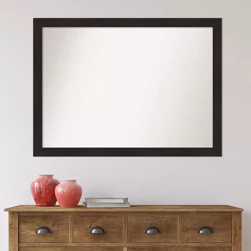Specchio da parete marrone espresso 42" x 31", rettangolare moderno - Amanti Art: hardware di montaggio incluso