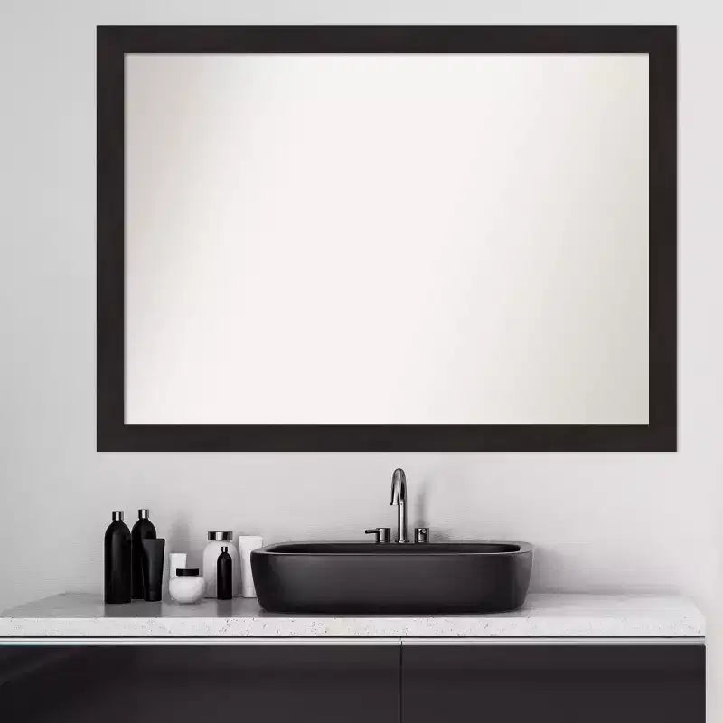 Specchio da parete marrone espresso 42" x 31", rettangolare moderno - Amanti Art: hardware di montaggio incluso
