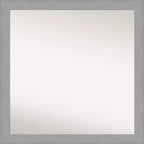 30" x 30" Non-Beveled Brushed Nickel Wall Mirror - Amanti Art: Modern Square, Polystyrene Frame