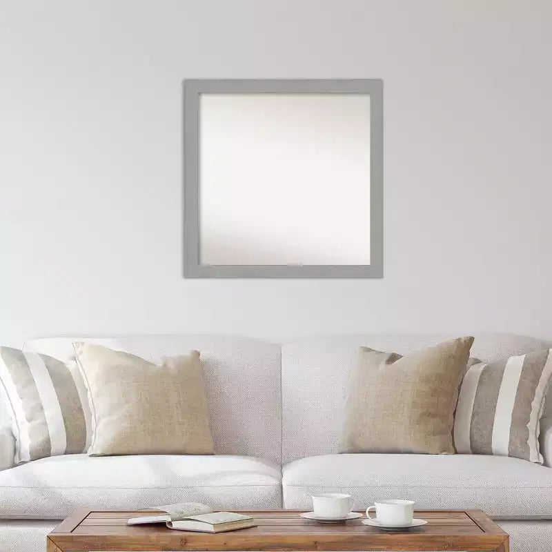 Specchio da parete in nichel spazzolato da 76 x 76 cm senza bordo smussato - Amanti Art: quadrato moderno, cornice in polistirolo