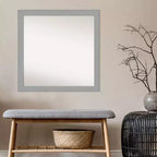 Specchio da parete in nichel spazzolato da 76 x 76 cm senza bordo smussato - Amanti Art: quadrato moderno, cornice in polistirolo