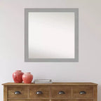 Specchio da parete in nichel spazzolato da 76 x 76 cm senza bordo smussato - Amanti Art: quadrato moderno, cornice in polistirolo