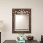 Specchio da parete intagliato floreale in legno Acanto Marrone - Olivia & May