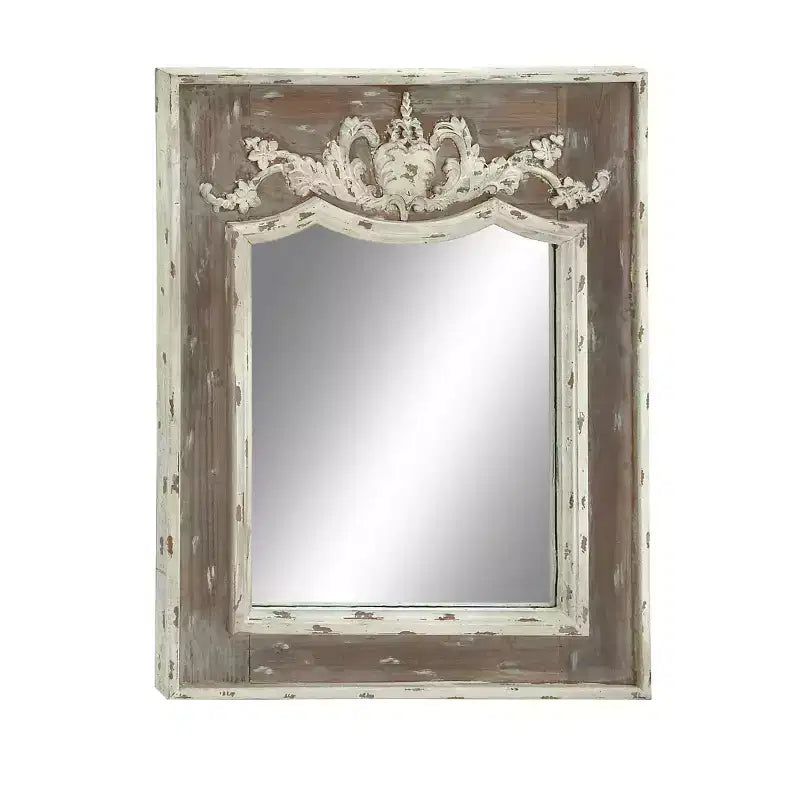 Specchio da parete intagliato floreale in legno Acanto Marrone - Olivia & May