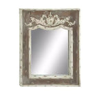 Specchio da parete intagliato floreale in legno Acanto Marrone - Olivia & May