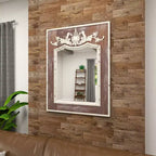Specchio da parete intagliato floreale in legno Acanto Marrone - Olivia & May