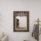Specchio da parete intagliato floreale in legno Acanto Marrone - Olivia & May