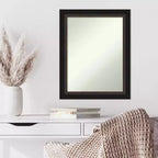 Specchio da parete rettangolare non bisellato da 23" x 29" Trio bronzo lucidato a olio - Amanti Art: moderno, include hardware di montaggio