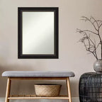 Specchio da parete rettangolare non bisellato da 23" x 29" Trio bronzo lucidato a olio - Amanti Art: moderno, include hardware di montaggio