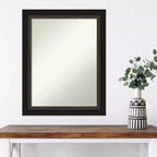 Specchio da parete rettangolare non bisellato da 23" x 29" Trio bronzo lucidato a olio - Amanti Art: moderno, include hardware di montaggio