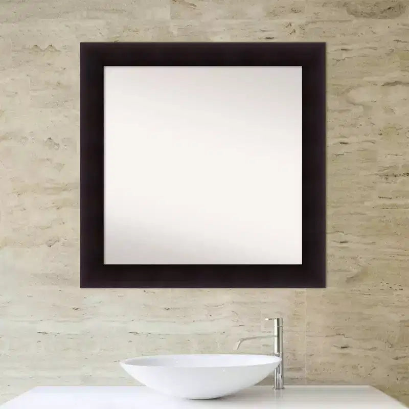 Specchio da parete per bagno in legno color Espresso Portico, non smussato, 81 x 81 cm - Amanti Art: design quadrato moderno, montaggio a parete, hardware incluso