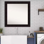 Specchio da parete per bagno in legno color Espresso Portico, non smussato, 81 x 81 cm - Amanti Art: design quadrato moderno, montaggio a parete, hardware incluso