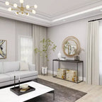 Specchio da parete in metallo con cornice ad anelli sovrapposti oro - Olivia & May: Stile contemporaneo, cornice in ferro, 38.38"