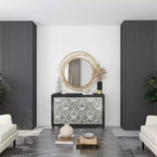 Specchio da parete in metallo con cornice ad anelli sovrapposti oro - Olivia & May: Stile contemporaneo, cornice in ferro, 38.38"